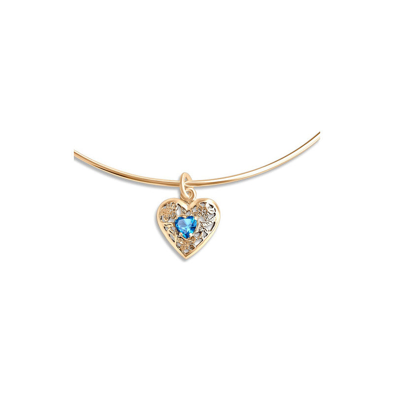 Colar Choker Coração Prata 925 Dourada Ouro 18k - Topázio