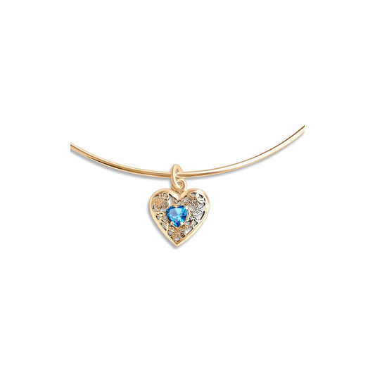 Colar Choker Coração Prata 925 Dourada Ouro 18k - Topázio