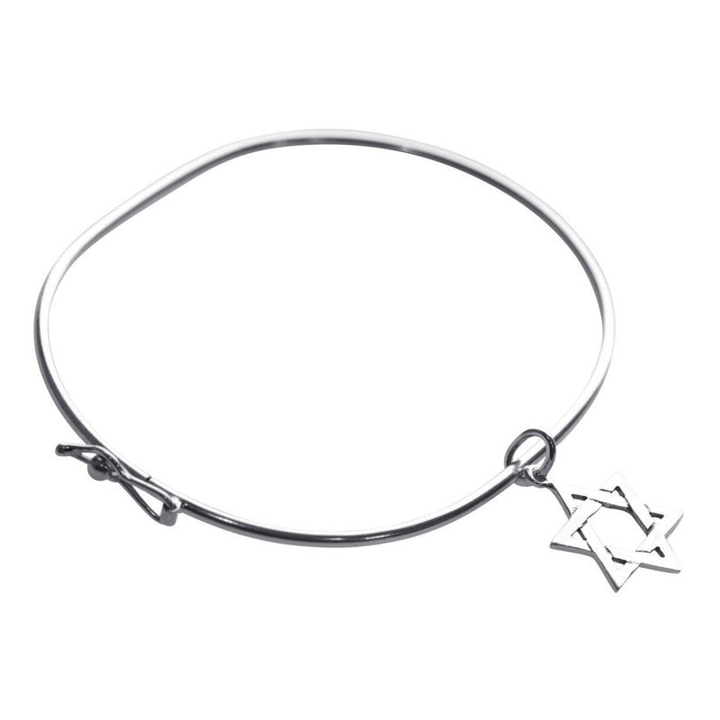 Pulseira Bracelete Rígido Prata 925 - Estrela De David
