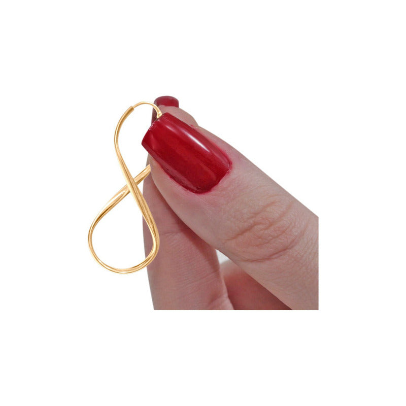 Argola Brinco 3,8cm Infinito Prata 925 Dourada 18k- Feminino