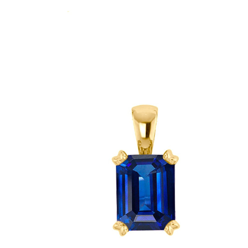 Pingente Retangular Prata 925 Dourada 18k - Safira Azul