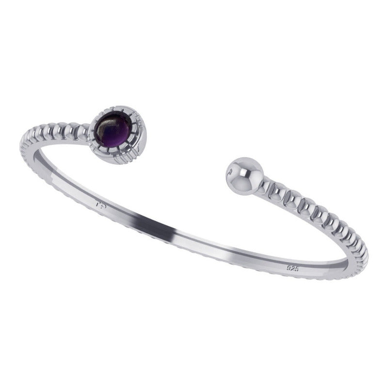 Amethyst Bracelet Rigid 925 Silver - Unisex