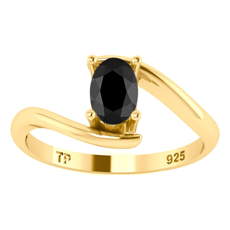 Anel Miami Prata 925 Dourada Ouro 18k - Black Ônix