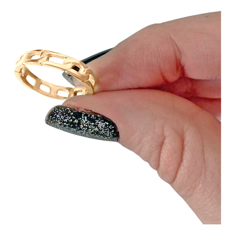 Anel Corrente Fino Prata 925 Dourada 18k - Exclusivo