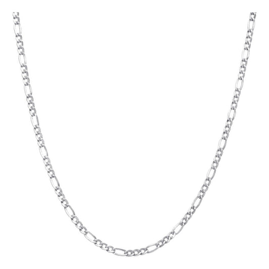 Corrente Prata 925 Figaro 3x1 Fina 2.5mm - Masculina 45cm
