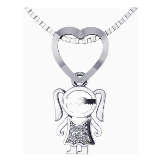 Colar Canga 1 Menina Zircônia Prata 925