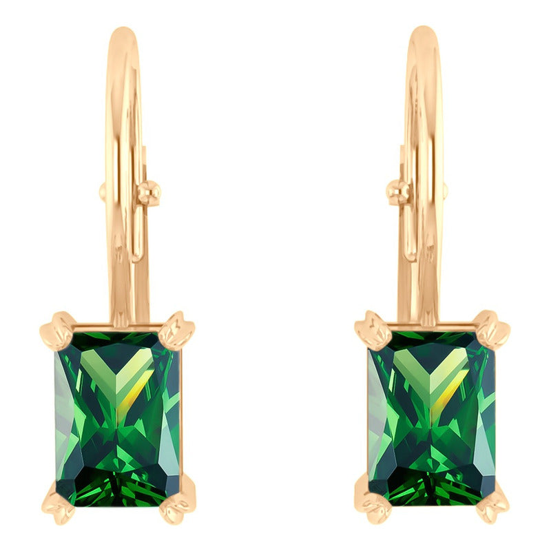 Kit Anel E Brinco Vintage Prata 925 Dourada 18k - Esmeralda