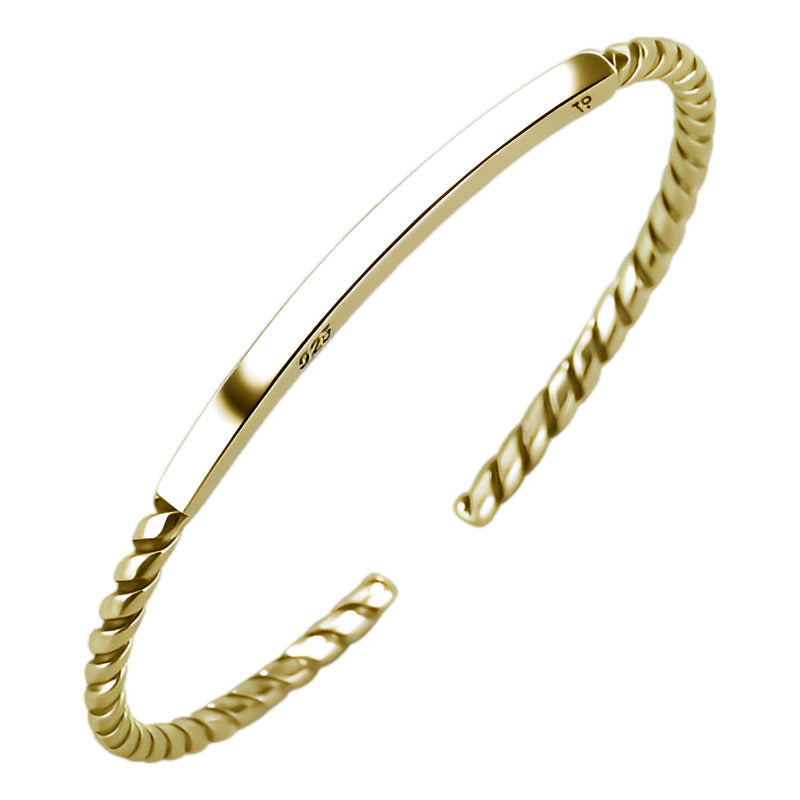 Pulseira Bracelete Torcido Prata 925 Dourada 18k - Unissex