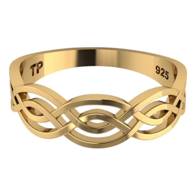 Anel Celta Infinito Prata 925 Dourada 18k - Exclusivo