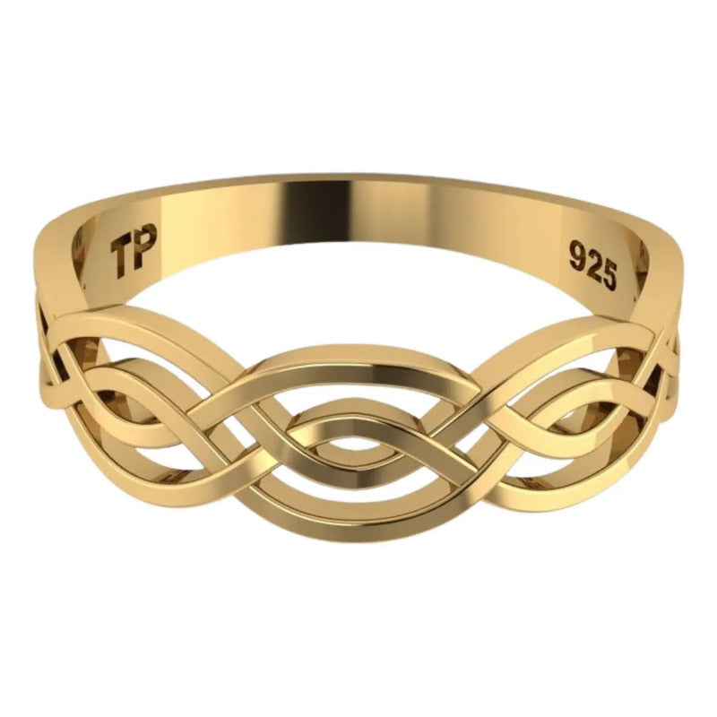 Anel Celta Infinito Prata 925 Dourada 18k - Exclusivo