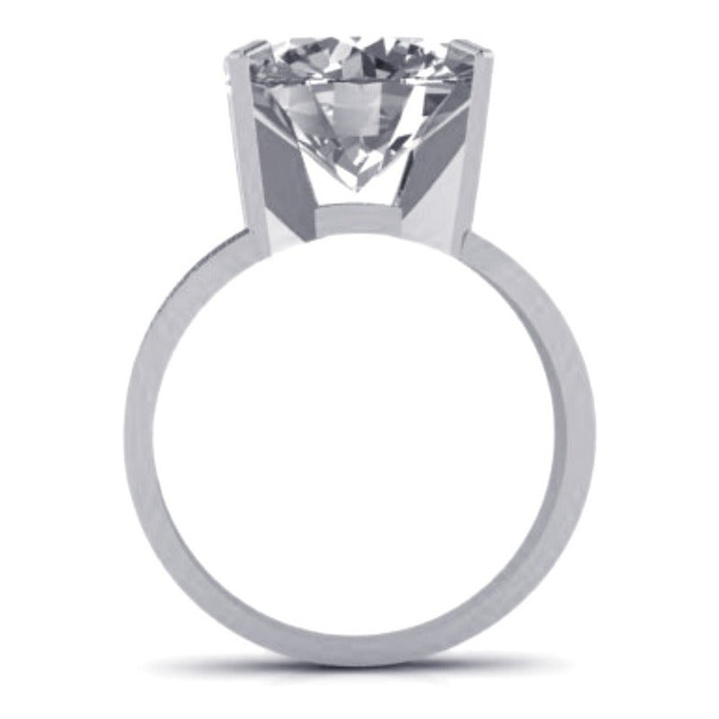 Anel Solitário Zirconia Grande Pura Prata 925 - Exclusivo