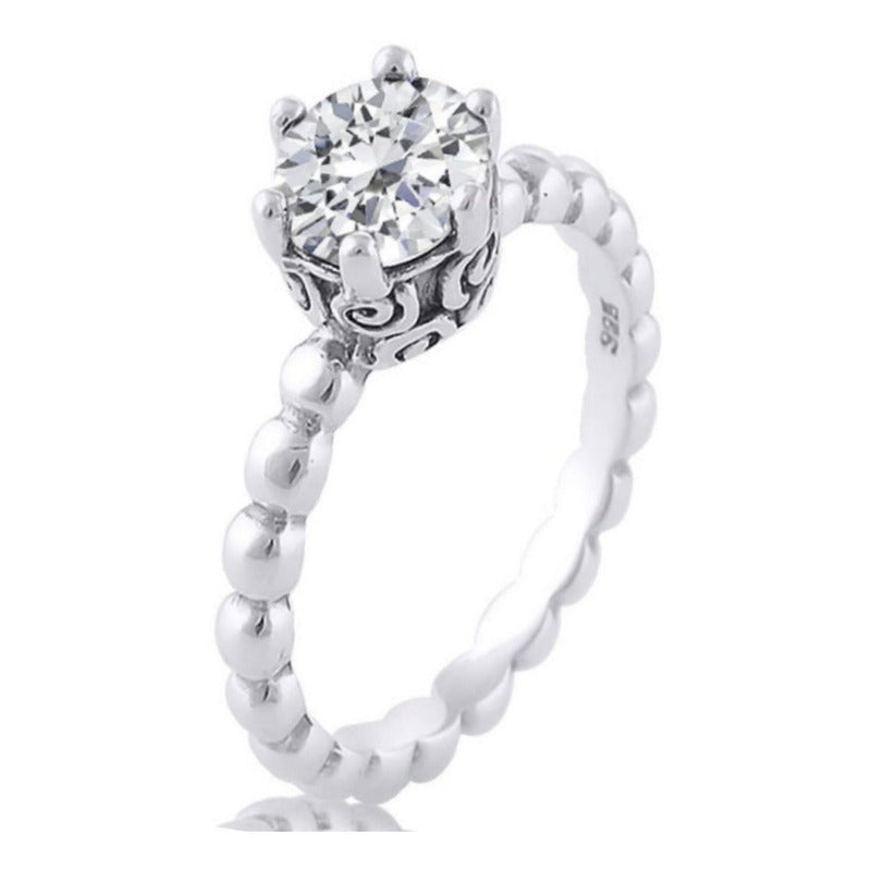 Anel Solitário Vintage De Prata 925 Zirconia - Exclusivo