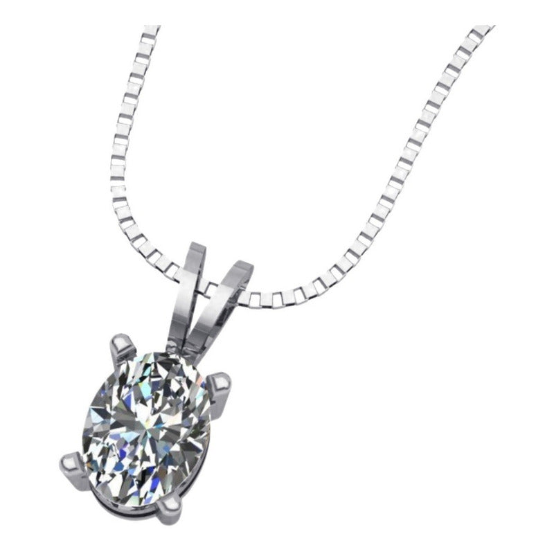 Pingente Prata 925 Oval Zirconia 6x8mm - Exclusivo