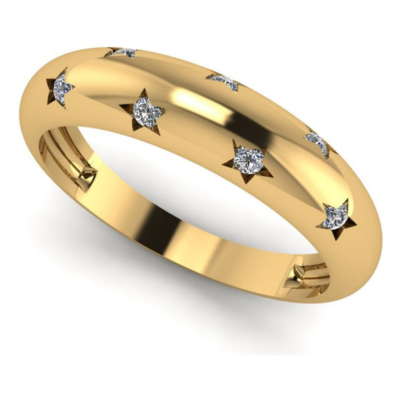 Anel Bombe Star Prata 925 Dourada 18k - Feminina