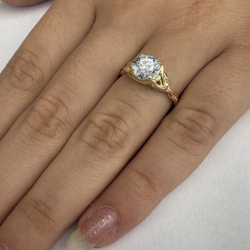 Anel Prata 925 Dourada 18k Celta Knot Trinity - Zircônia