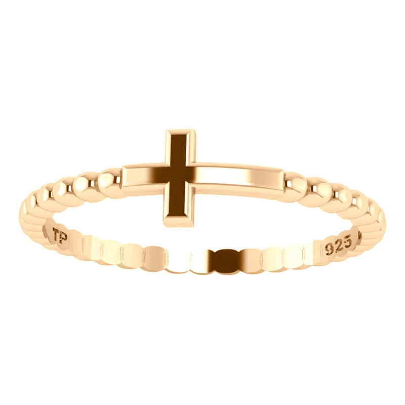 Anel Cruz De Prata 925 Dourada 18k - Melhor Valor