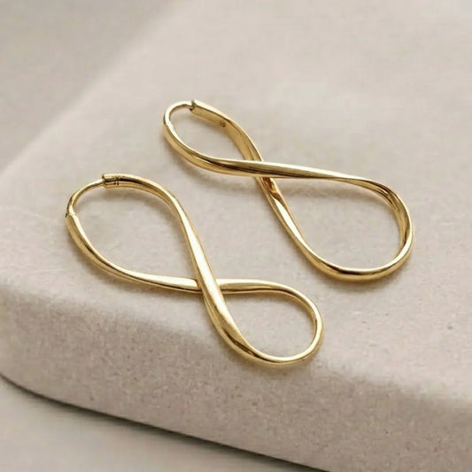 Argola Brinco 3,8cm Infinito Prata 925 Dourada 18k- Feminino Dourado