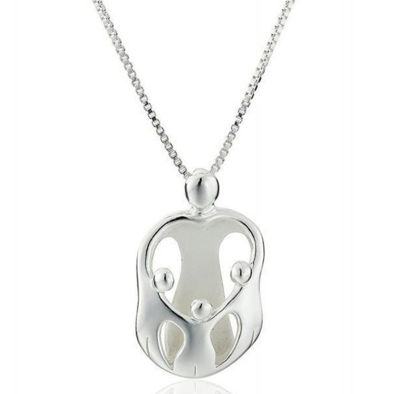 Madre y tres hijos - Collar exclusivo de plata de la familia amada