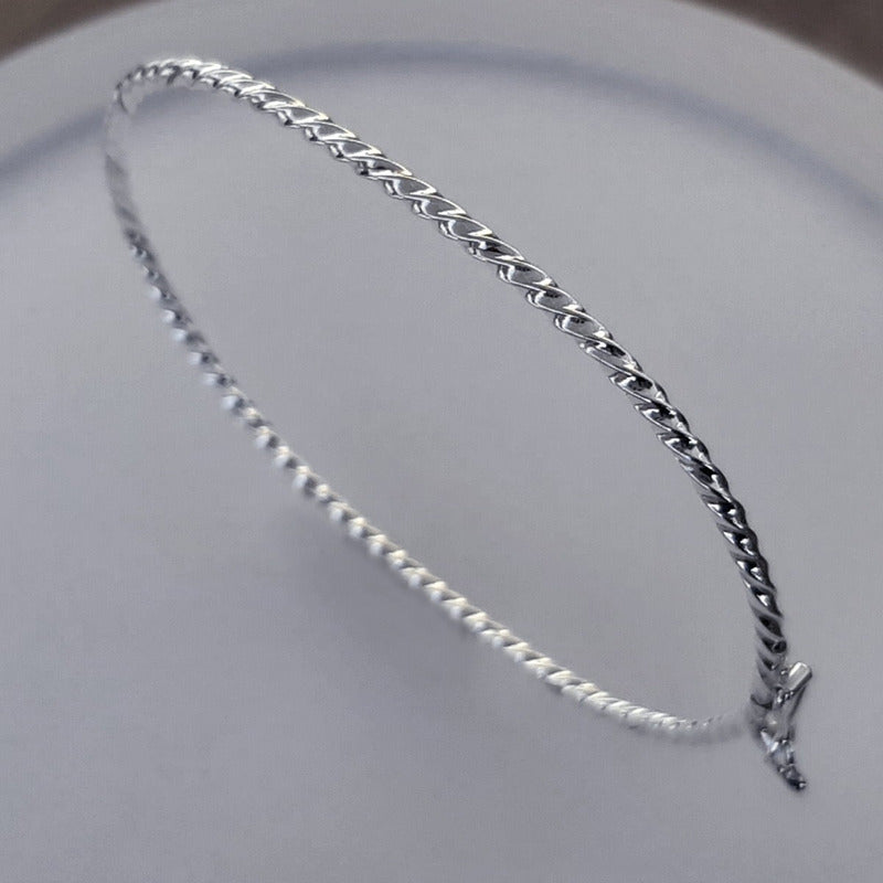 Pulseira Bracelete Rígido Prata 925 - Torcido Feminino