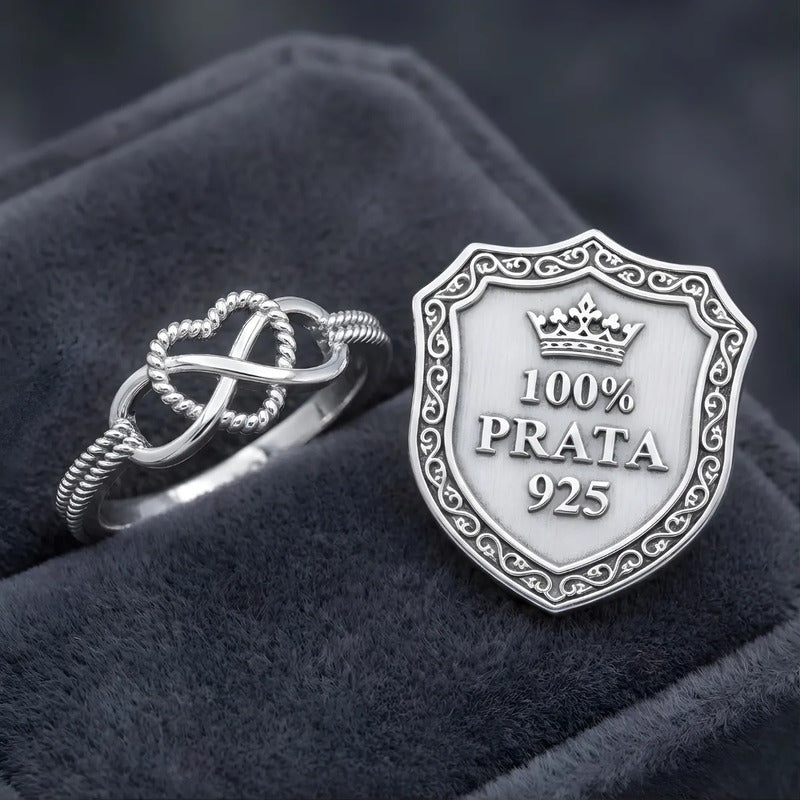 Anel Infinito Amor Prata 925 Ou Banhado A Ouro 18k Prata 925 12