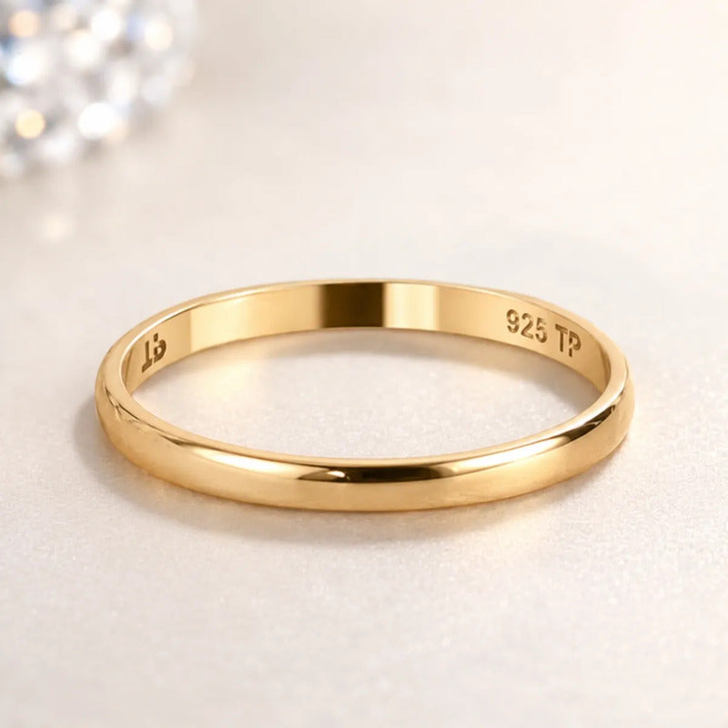 Aliança Lisa Meia Cana Prata 925 Ou Banhada Ouro 18k Prata Dourada 18k 6