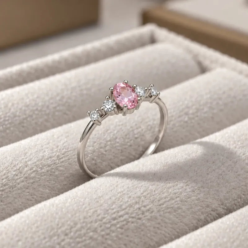 Anel Safira Rosa London Prata 925 - Tamanhos Exclusivos 25