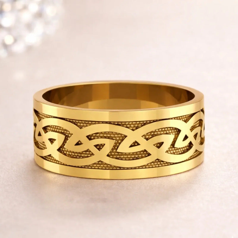 Anel Masculino Infinito Celta - Prata 925 Dourada 18k