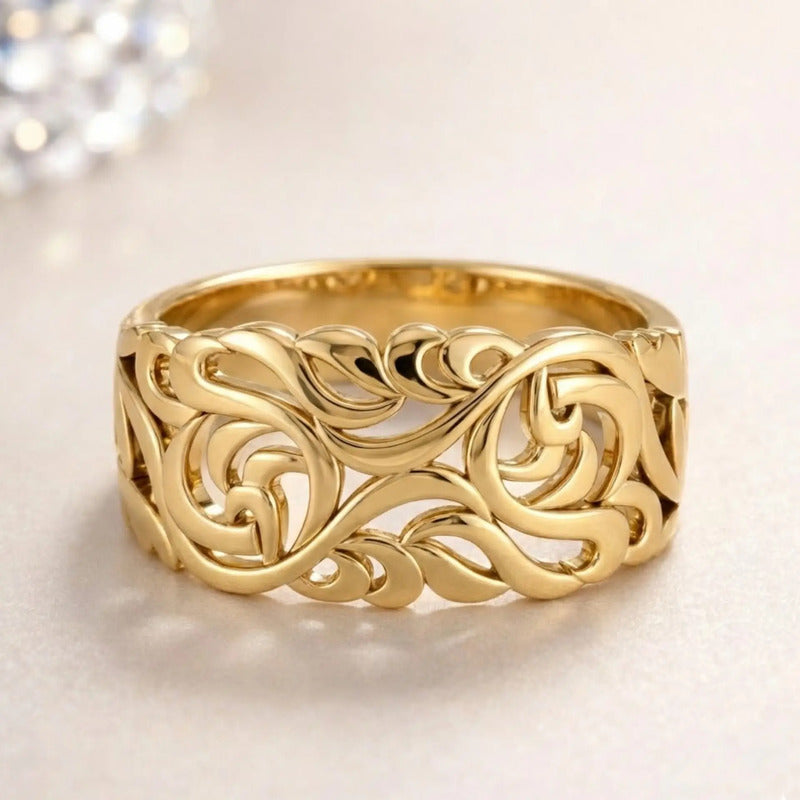 Anel Bombê Filigrana Prata 925 Dourada 18k - Exclusivo