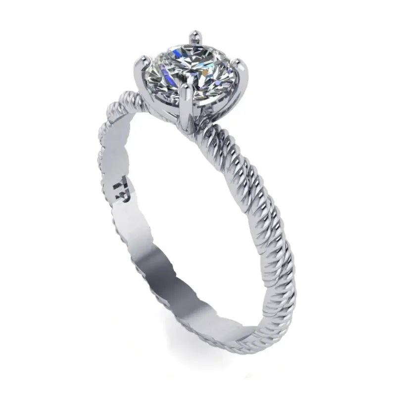 Anel Solitário Prata 925 Torcido Zirconia - Exclusivo