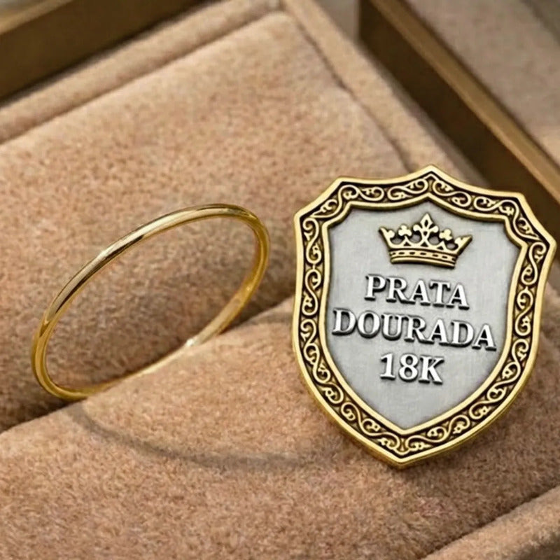 Anel Fio Redondo Aliancinha Prata 925 Dourada Ouro 18k