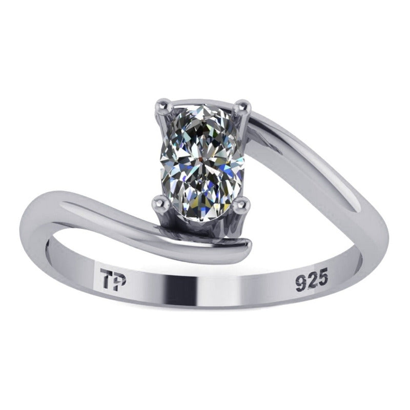 Anel De Prata 925 Solitário Miami Zirconia - Feminino