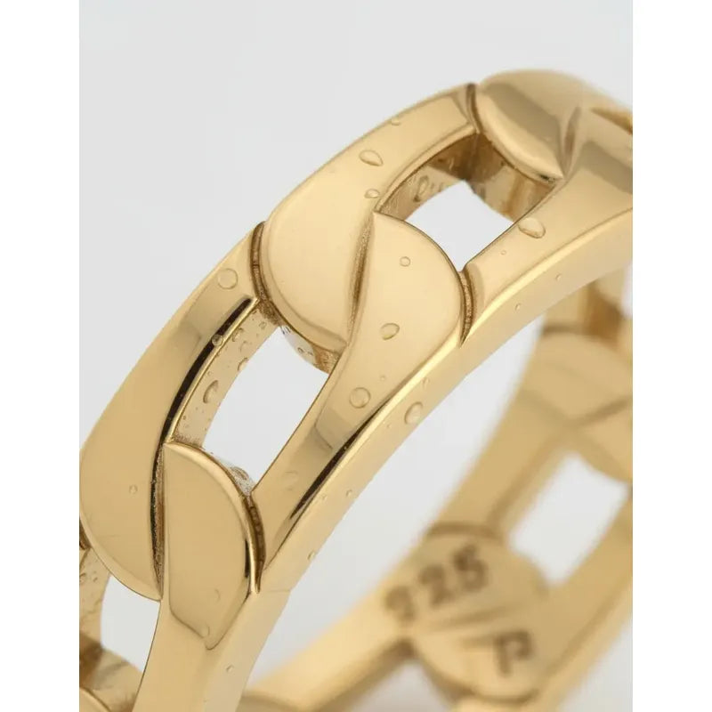 Anel Elos De Corrente Grumet Prata 925 Dourada Ouro 18k