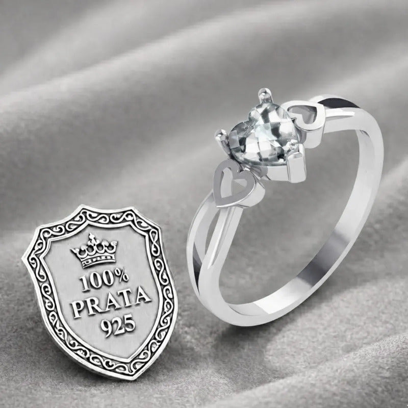 Anel Prata 925 Eterno Coração Zirconia - Exclusivo
