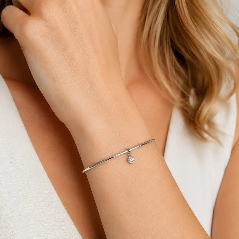 Pulseira Bracelete Ponto De Luz Prata 925 - Zirconias