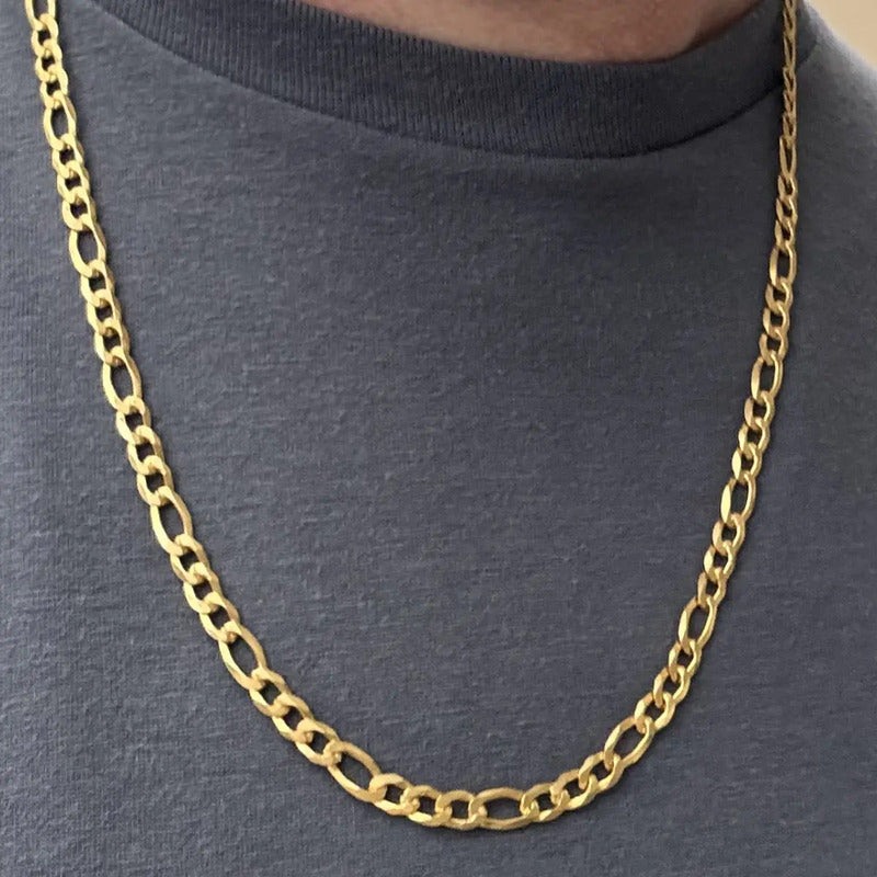Corrente 3x1 Prata 925 Dourada 18k Elos 5mm Masculina 60cm Dourado