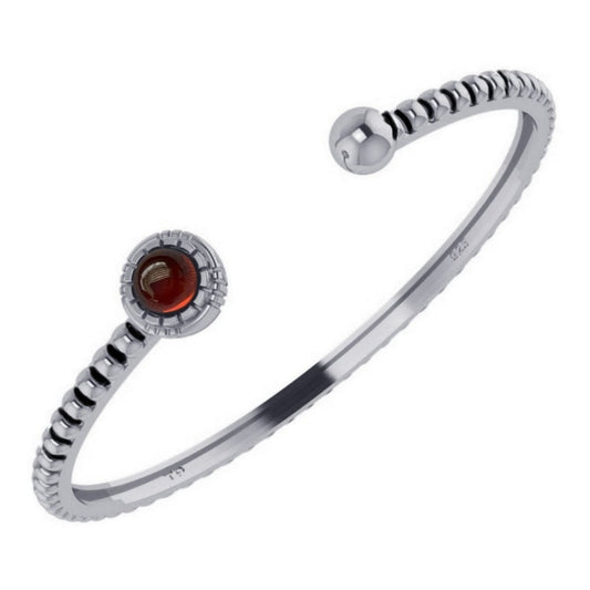 Pulseira Bracelete Granada Rígido Prata 925 - Unissex