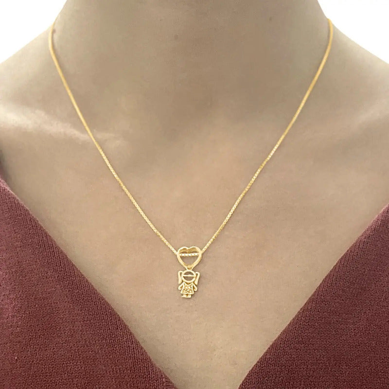 Colar Canga 1 Menina Zircônias Prata 925 Dourada Ouro 18k Dourado