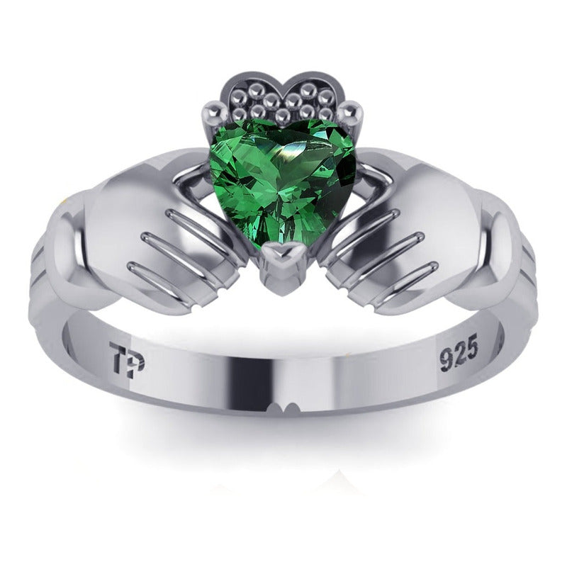 925 Silver Claddagh Emerald Ring - Exclusive - Buy Jewelry Direct From The Factory And Save Money