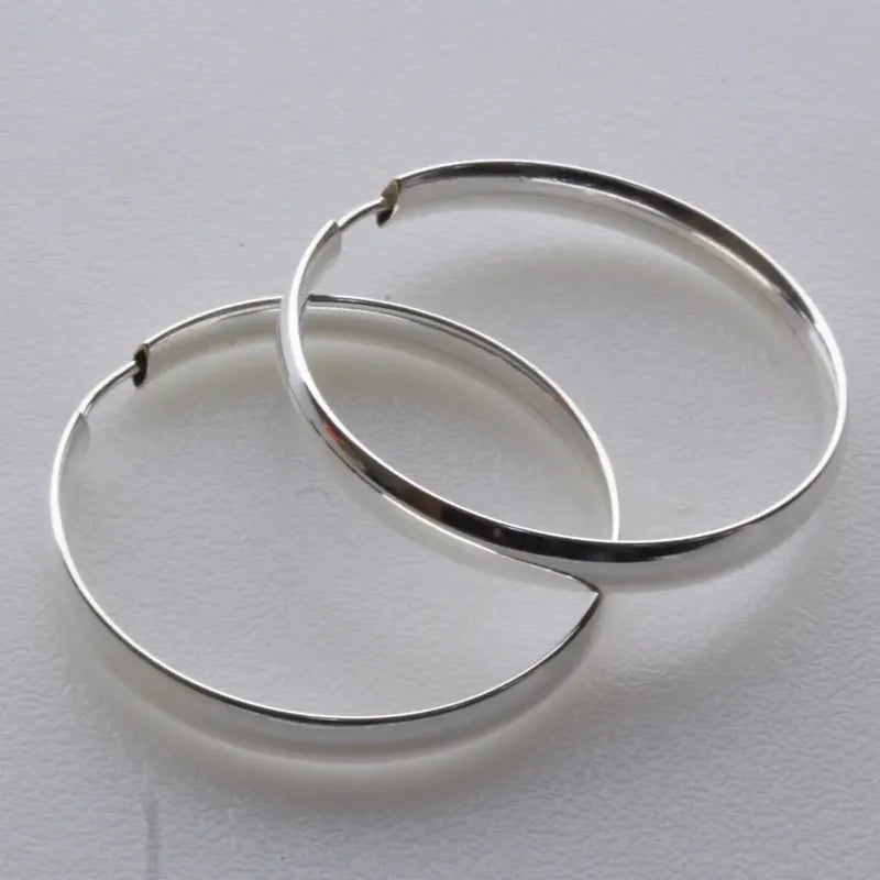 Argola Brinco Pura Prata 925 - 3,5cm - Tubo Largo Prata