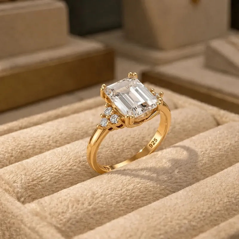 Anel Vintage Clássico Prata 925 Dourada Ouro 18k Zircônia