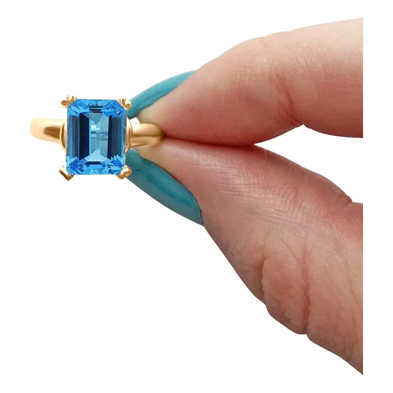 Anel Vintage Topázio Prata 925 Dourada Ouro 18k - Feminino