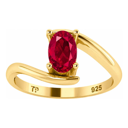 Anel Solitário Miami Prata 925 Banhado Ouro 18k Rubi