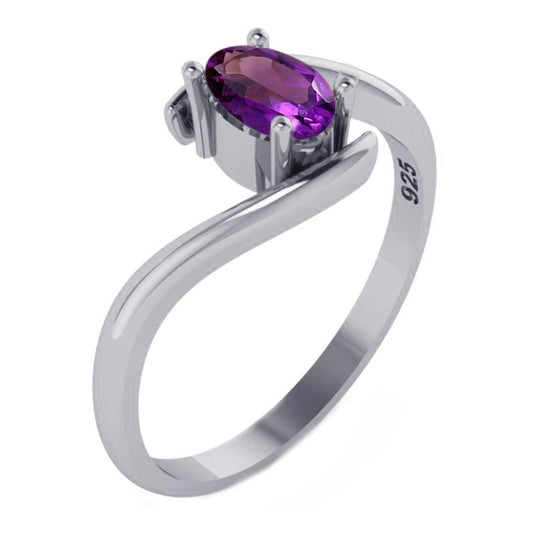 925 Silver Solitaire Miami Amethyst Ring - Women