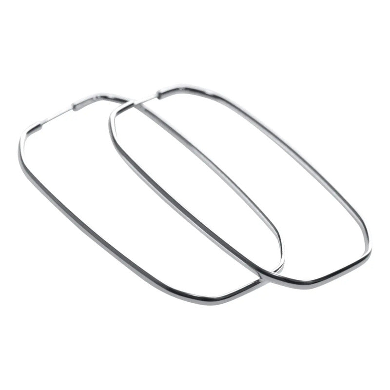 Brinco Argola Grande De Prata 925 Retangular - 50mm Feminina Prata