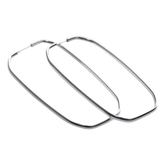 Brinco Argola Grande De Prata 925 Retangular - 50mm Feminina Prata