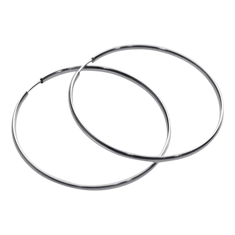 Brinco Argola Média Prata 925 Redonda - 40mm Feminina