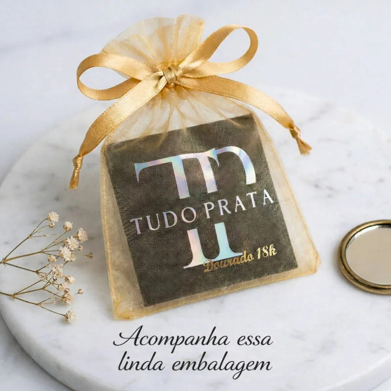 Argola Brinco 3,8cm Infinito Prata 925 Dourada 18k- Feminino