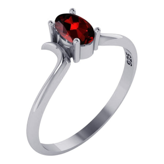 Anillo solitario de granate Roma en plata 925 - Exclusivo