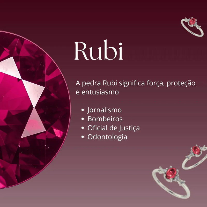 Anel Formatura Feminino Prata 925 + Caixinha Capelo Rubi 18