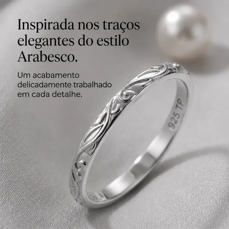 Par Aliança Namoro Arabesco Prata 925 Compromisso  Tamanho Feminino 24 Tamanho Masculino 16